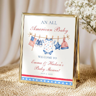 Affiche Bienvenue à une Baby Shower pour le 4 juillet tout