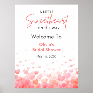 Affiche Bienvenue à une Baby Shower Rose et Rouge Un Petit