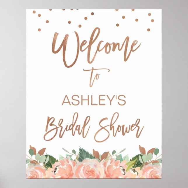 Affiche Bienvenue à une douche de mariage à la calligraphi (Devant)