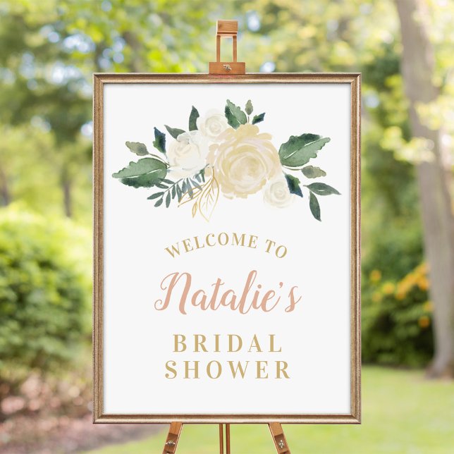 Affiche Bienvenue à une douche de mariage dans les tons ro (Créateur téléchargé)