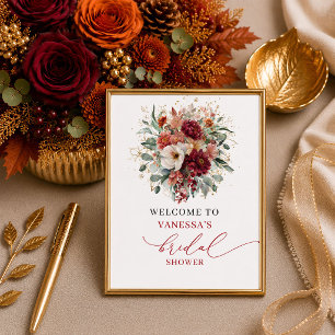 Affiche Bienvenue à une douche de mariage romantique autom