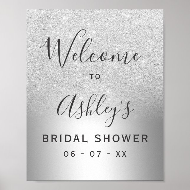 Affiche Bienvenue à une douche de mariage sous paillettes  (Devant)