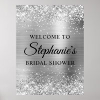 Bienvenue à une douche de mariée pailletée argenté