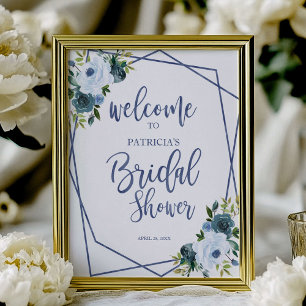 Affiche Bienvenue à une douche nuptiale aquarelle florale 