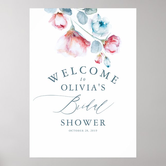 Affiche Bienvenue à une élégante douche nuptiale florale b (Devant)