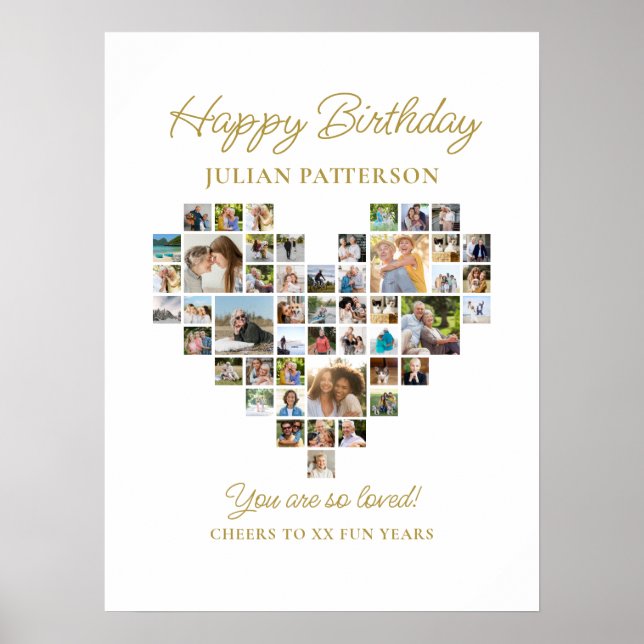 Affiche Bienvenue à une fête d'anniversaire avec un collag (Devant)