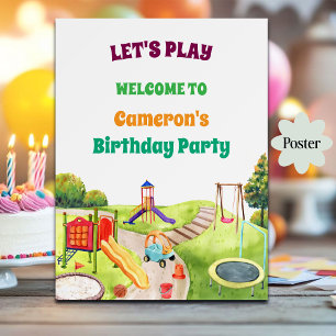Affiche Bienvenue à une fête d'anniversaire colorée dans u