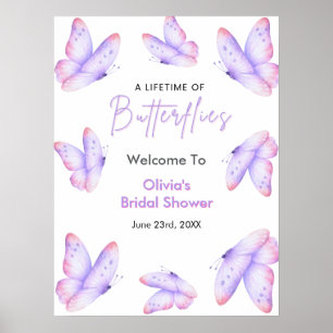 Affiche Bienvenue à une fête de mariage papillons pour tou