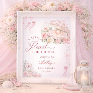 Affiche Bienvenue à une petite fille perle Baby Shower