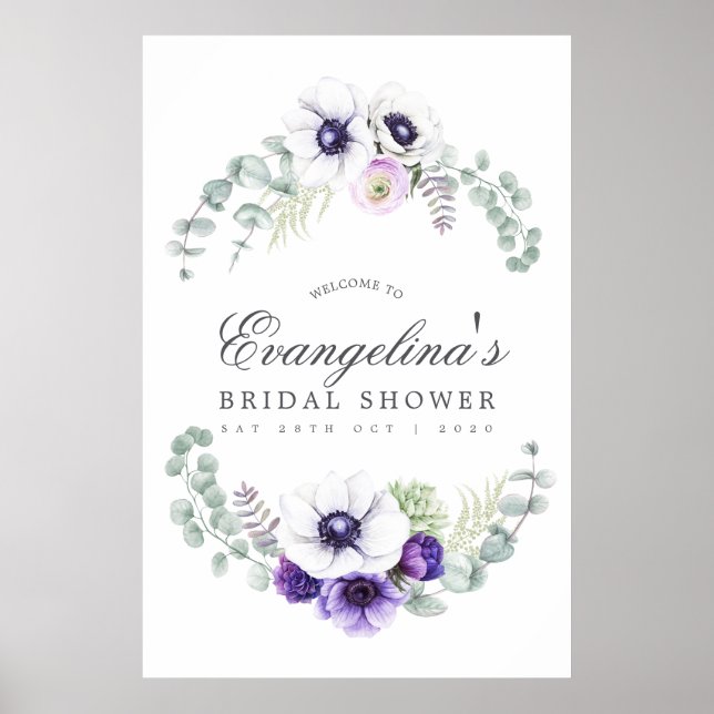 Affiche Bienvenue à une réception de mariage Dusty Violet  (Devant)