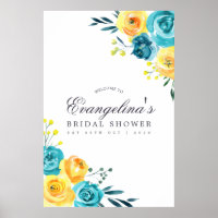 Bienvenue à une réception de mariage turquoise et