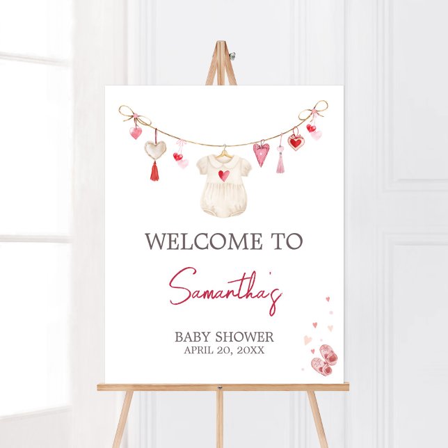 Affiche Bienvenue à Valentine Sweetheart (A Little Sweetheart Valentine Baby Shower Welcome Sign)