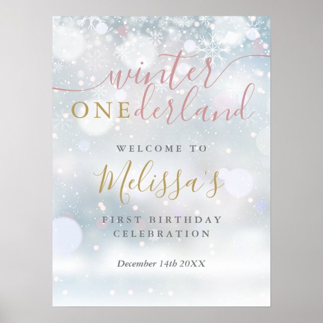 Affiche Bienvenue à Winter Onederland pour un 1er annivers (Devant)