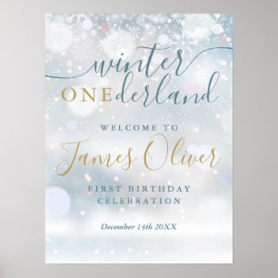 Affiche Bienvenue à Winter Onederland pour un 1er annivers