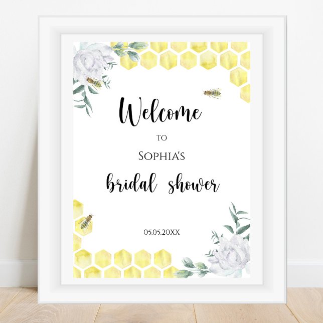 Affiche Bienvenue - Abeille florale - Baby shower pour mar (Créateur téléchargé)