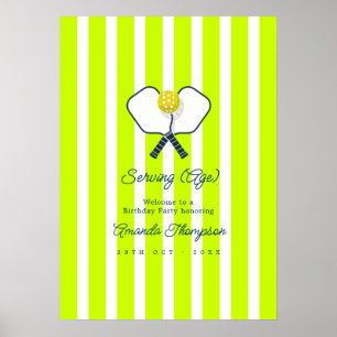 Affiche Bienvenue (Âge) Néon Pickleball Anniversaire de Na
