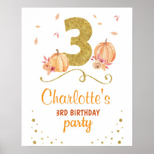 Affiche Bienvenue Anniversaire 3ème Citrouille Trois