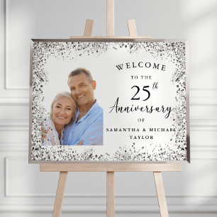 Affiche Bienvenue au 25e anniversaire de mariage en argent