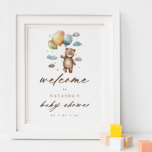 Affiche Bienvenue au Baby shower Bear Cute et Pastel Ballo