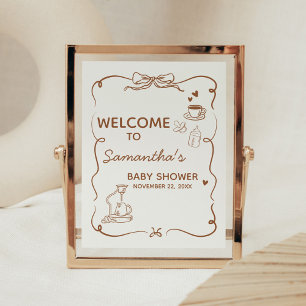 Affiche Bienvenue au Baby Shower Coffee Baby is Brewing