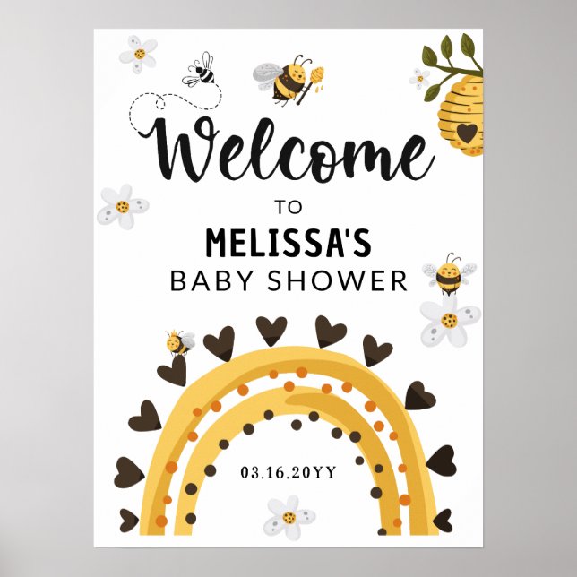 Affiche Bienvenue au Baby shower de Bumble Bee (Devant)