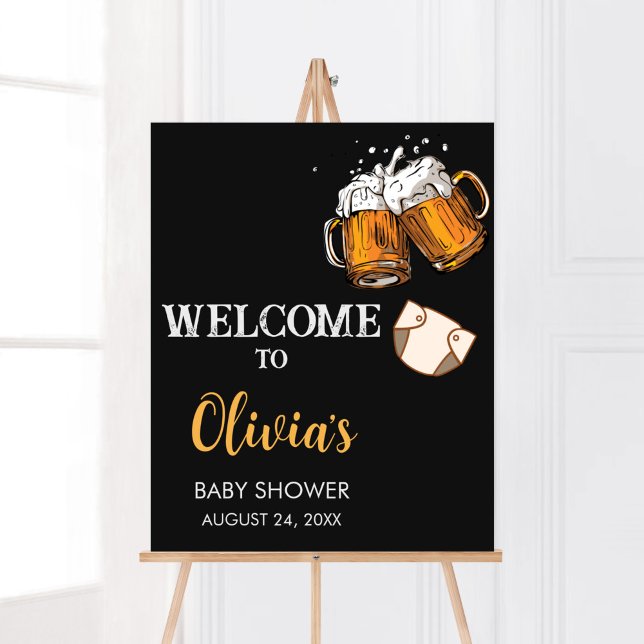 Affiche Bienvenue au Baby shower de la bière et des plonge (Brewing Diaper Party Baby Shower Welcome Sign)
