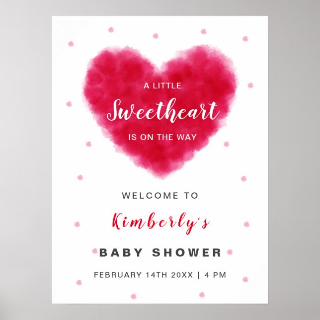 Affiche Bienvenue au Baby shower de Valentines (Devant)