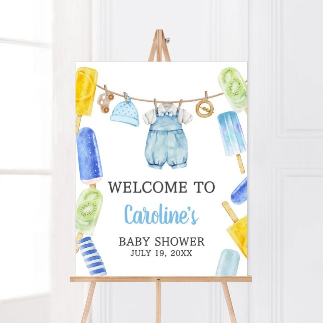 Affiche Bienvenue au Baby shower du petit garçon Popsicle (Popsicle Baby Shower Welcome Sign)