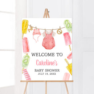 Affiche Bienvenue au Baby shower Girl Popsicle