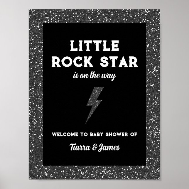 Affiche Bienvenue au Baby shower Little Rock Star (Devant)