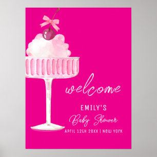Affiche Bienvenue au Baby Shower Pink Brunch Cherry Champa