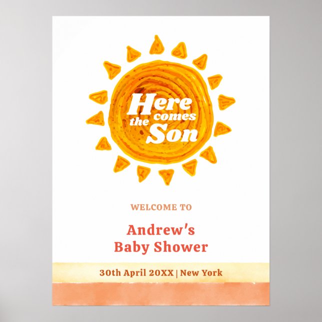Affiche Bienvenue au Baby shower Son Boho (Devant)