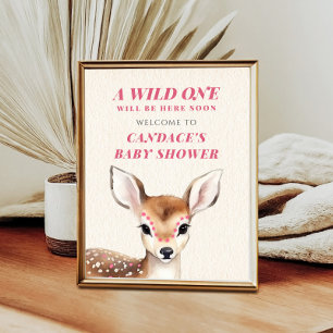 Affiche Bienvenue au Baby shower Wild One Deer