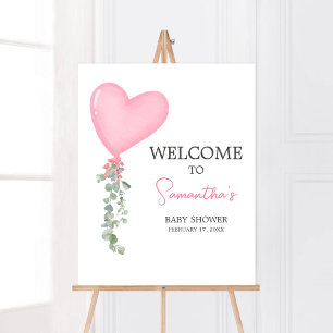 Affiche Bienvenue au ballon rose Valentine