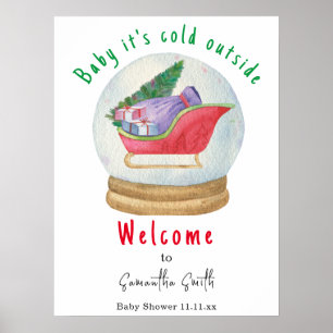 Affiche Bienvenue au bébé pour la fête prénatale de Santa 