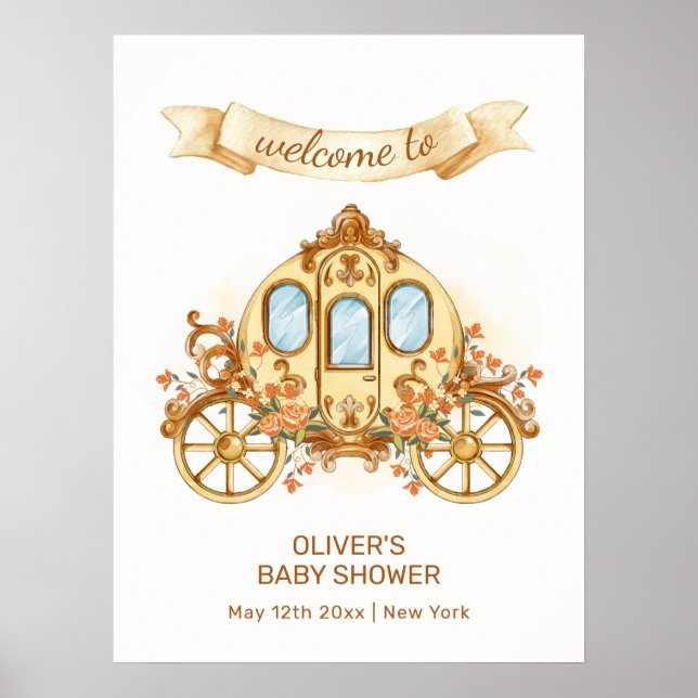 Affiche Bienvenue au bébé Prince Fleur d'Or (Devant)