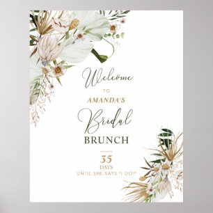 Affiche Bienvenue au Brunch de Baby Shower Bohème Or & Ver