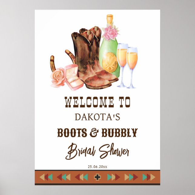 Affiche Bienvenue au brunch de cowgirl occidental avec des (Devant)