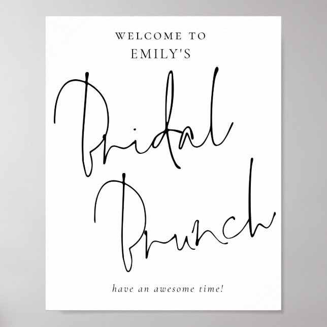 Affiche Bienvenue au Brunch de Mariée en Écriture Manuscri (Devant)