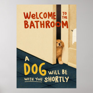 Affiche Bienvenue au Chien de Salle de Bain