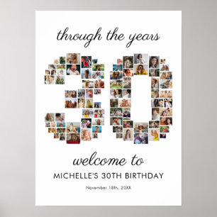 Affiche Bienvenue au Collage de Photos pour les 30 ans