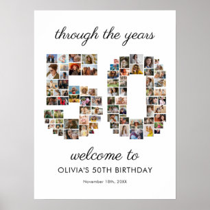 Affiche Bienvenue au Collage Photo pour les 50 ans