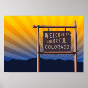 Affiche bienvenue au colorado coloré