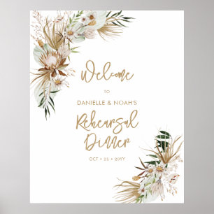 Affiche Bienvenue au dîner de répétition de mariage bohème