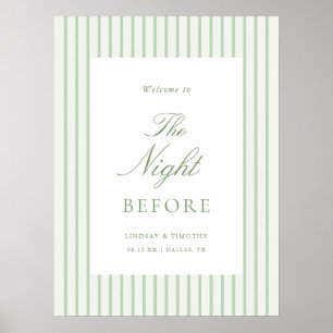 Affiche Bienvenue au dîner de répétition de mariage vert