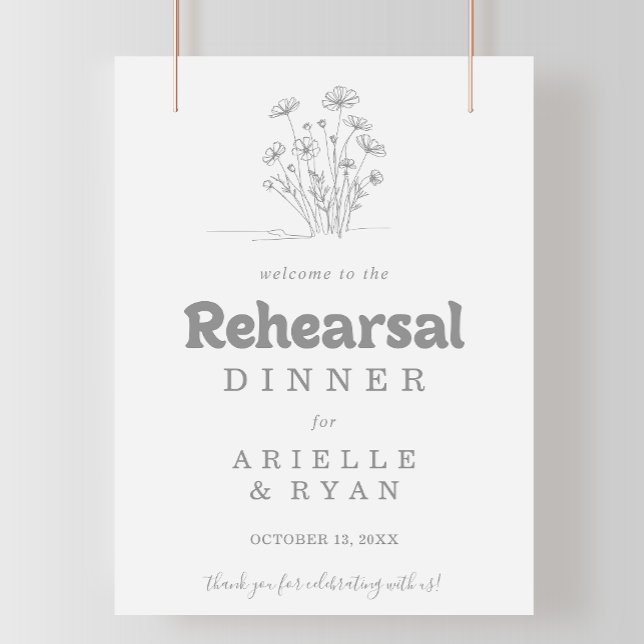 Affiche Bienvenue au dîner de répétition Minimal Gray Wild (Créateur téléchargé)