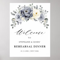 Bienvenue au dîner de répétition Silver Grey Ivory
