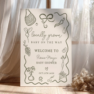 Affiche Bienvenue au marché fermier rustique de bébé culti