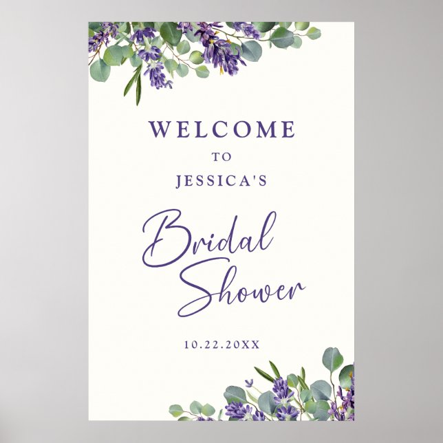 Affiche Bienvenue au mariage avec fleurs à l'aquarelle (Devant)