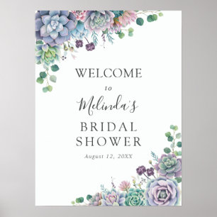 Affiche Bienvenue au mariage avec succulentes violettes et